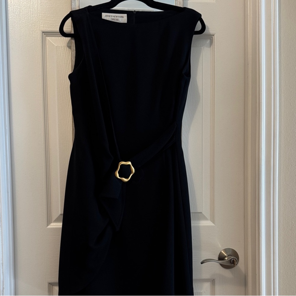 Jones New York Black Dress with Gold Accent